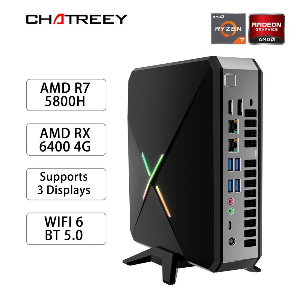 Chatreey AG1 Mini PC Gamer AMD Ryzen R7 5800H 8 Cores with RX 6400 4G Graphics