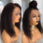 Natural Short Bob 16inches Soft Black Yaki Kinky Straight Hair Wig For Women Na