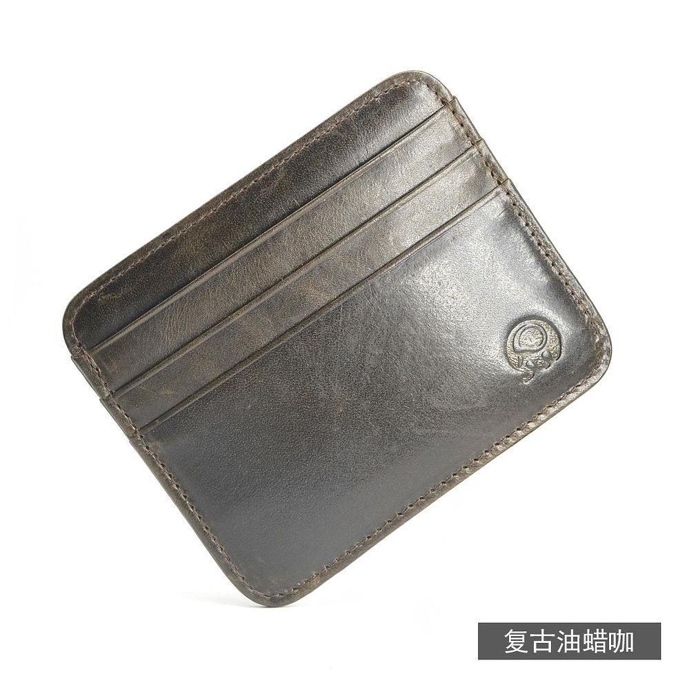 Thumbnail: Retro First Layer Genuine Leather Card Bag with 7 Card Slot Super Thin 100% Rea