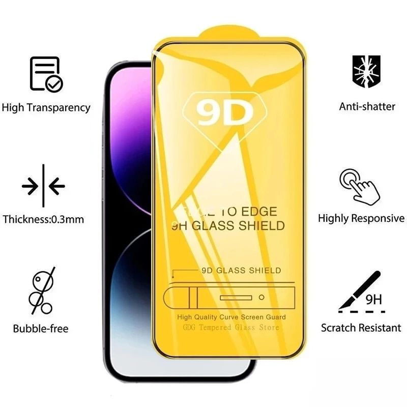Thumbnail: 5PCS 9D Protective Glass Screen Protector for iPhone 14 13 12 11 Pro Max Mini 7