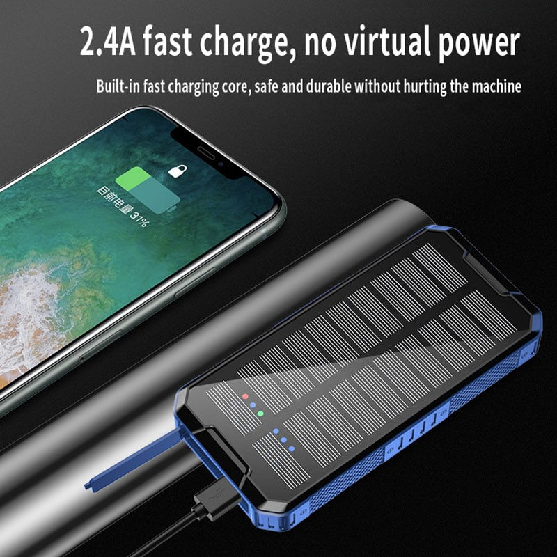 Thumbnail: New 80000mAh Solar Panel Power Bank Wireless Mobile Phone Charger Fast Charging
