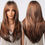 Thumbnail: Brown to Light Ash Brown Blonde Wigs with Bangs Layered Synthetic Wigs for Wome