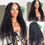 Miniatura: Soft Natural Black Long 24 inch Kinky Curly  U Part Wig European Remy Human Hai