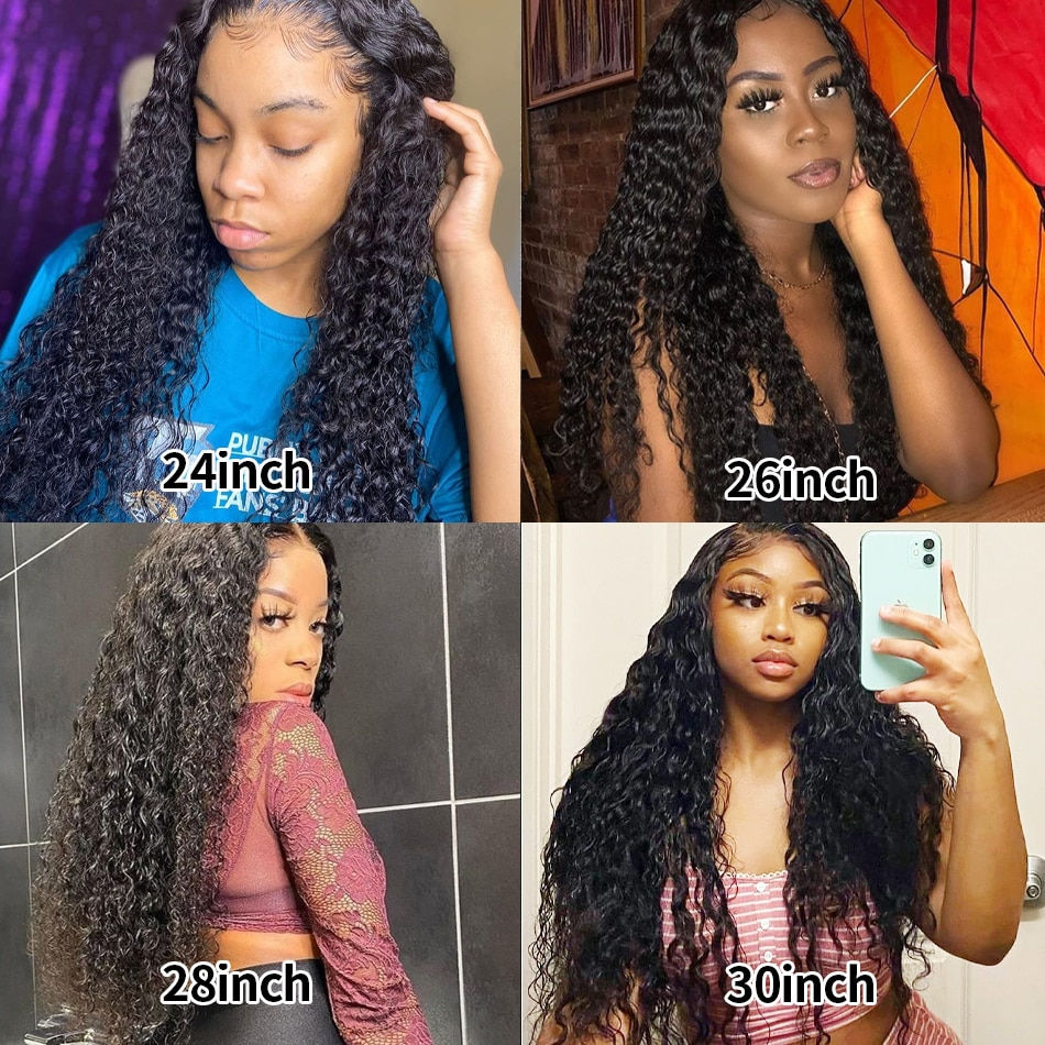 Thumbnail: 30 Inch Curly Human Hair Deep Wave HD Frontal Wigs For Black Women Brazilian Ha