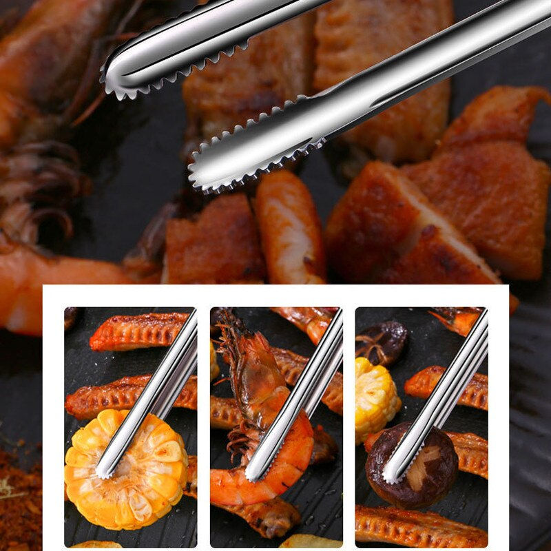 Thumbnail: Stainless Steel Grill Tongs Food Clip BBQ Steak Clip Bread Tong Cooking Utensil