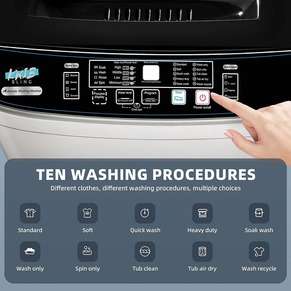 Thumbnail: Qhou Washing Machine, 15.6lbs Small Washing Machine, with Drain Pump, LED Displ