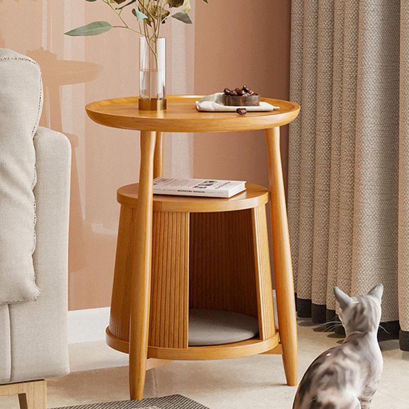 Thumbnail: Nordic Solid Wood Small Coffee Tables Designer Organizer Minimalist Side Table 