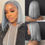 Miniaturbild: FREE SHIPPING Silver Grey Short Bob Wig Lace Front Human Hair Wigs For Women Tr
