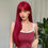 Thumbnail: Light Wine Red Synthetic Wigs With Bangs for Women Long Straight Hair Wig Natur
