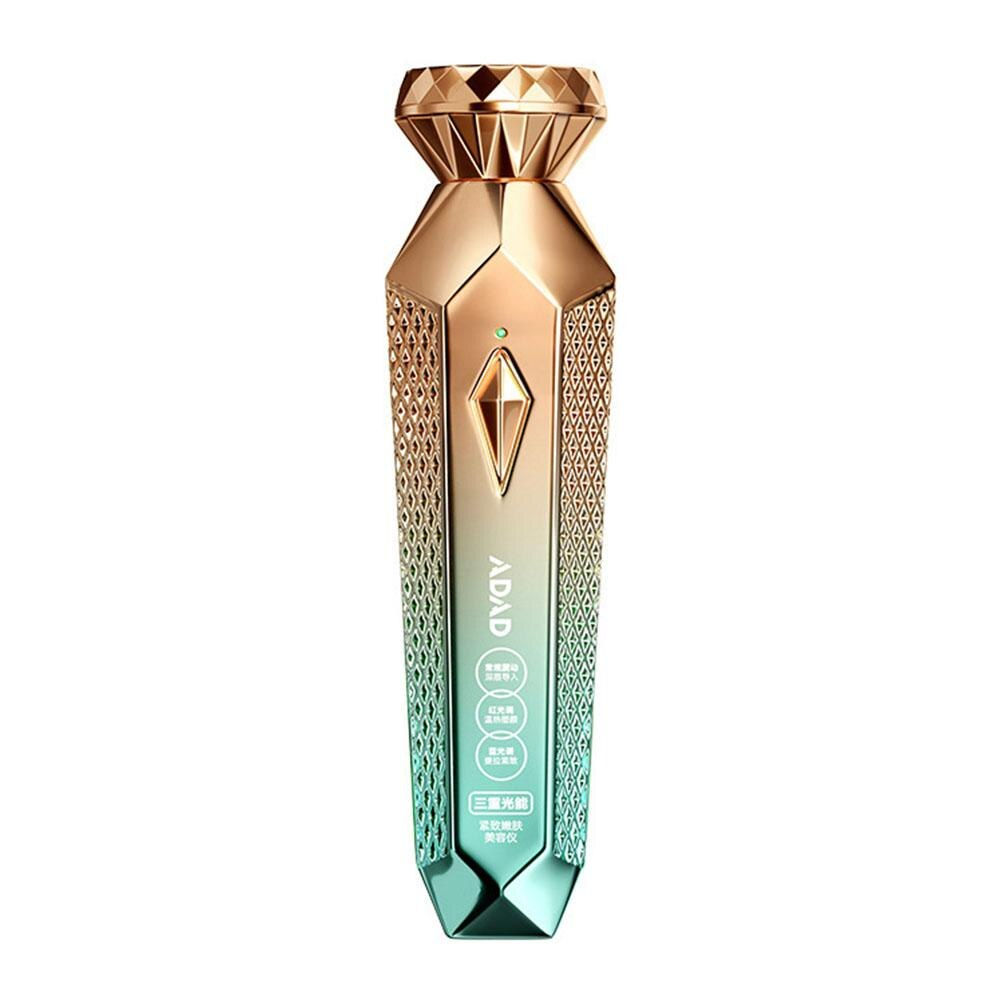 USB Charging Electric Face Beauty Massager Red Blue Light Multifunction Beauty