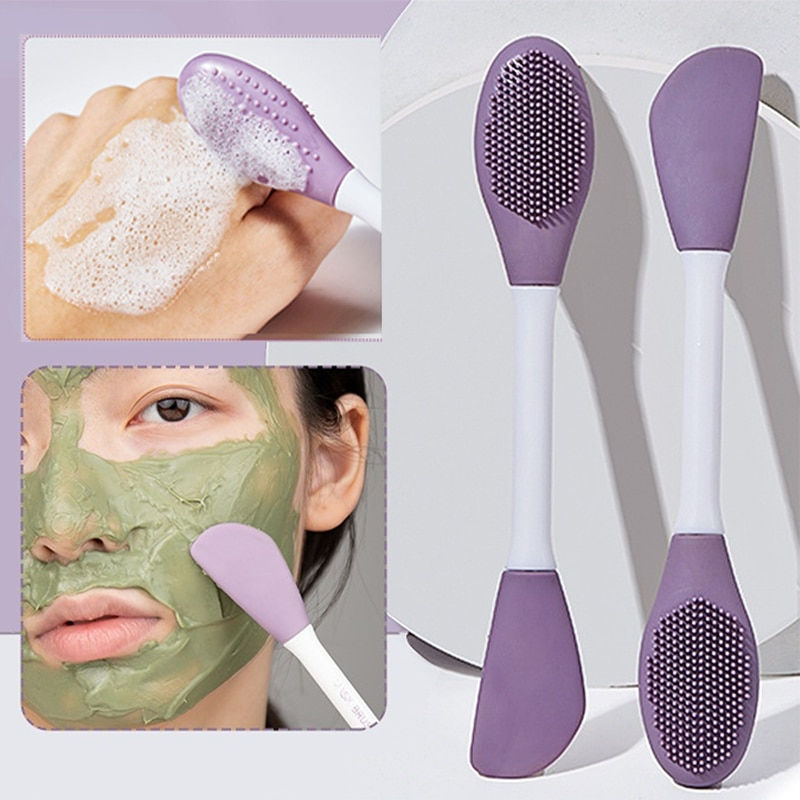 Thumbnail: Double Head Silicone Facial Mask Brush Facial Massage Cleaning Brushs DIY Mud F