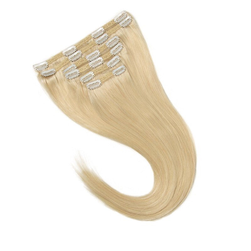 Thumbnail: Clip In Human Hair Extensions Machine Made Remy Clip Ins Full Head 12-24 inch  