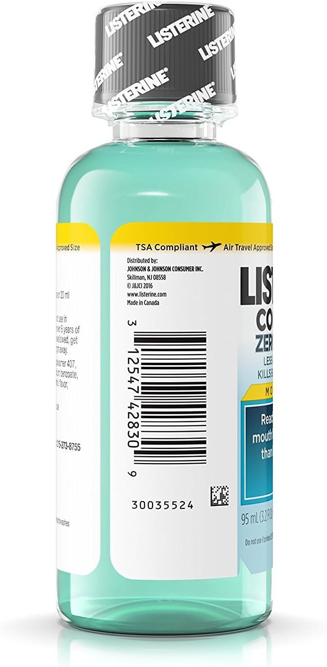 Thumbnail: Listerine Cool Mint Zero Alcohol Mouthwash, Travel Size 3.2 Ounces (95ml) - Pac
