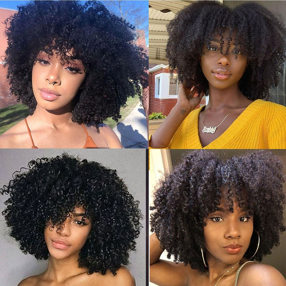 Thumbnail: Mongolian Afro Kinky Curly Human Hair Wigs Short Pixie Curl 150% Density Hair R