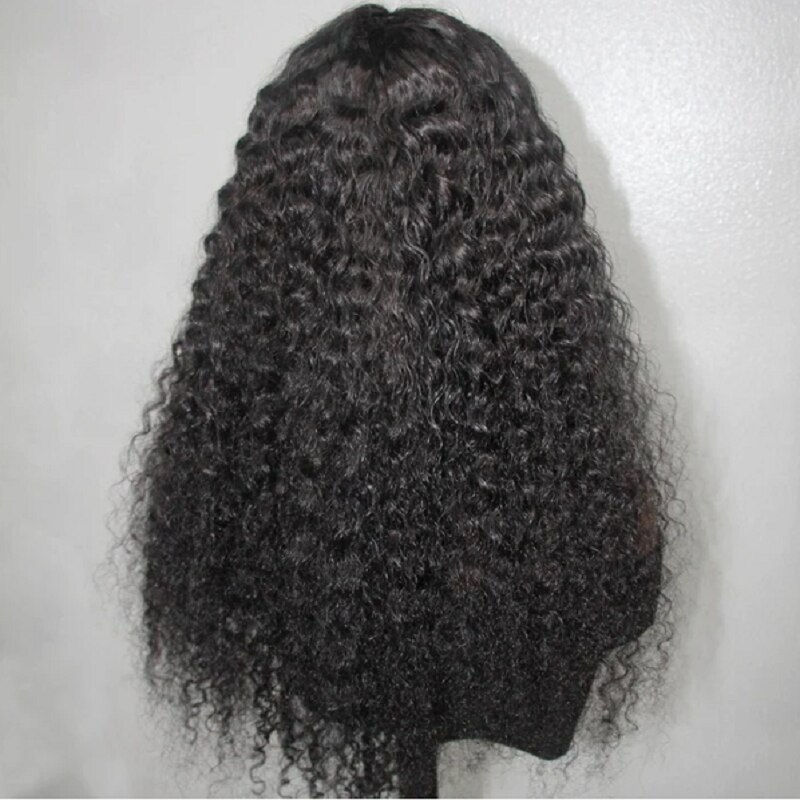 Thumbnail: Glueless 26 Inches 180%Density Deep Black Preplucked Kinky Curly Lace Front Wig