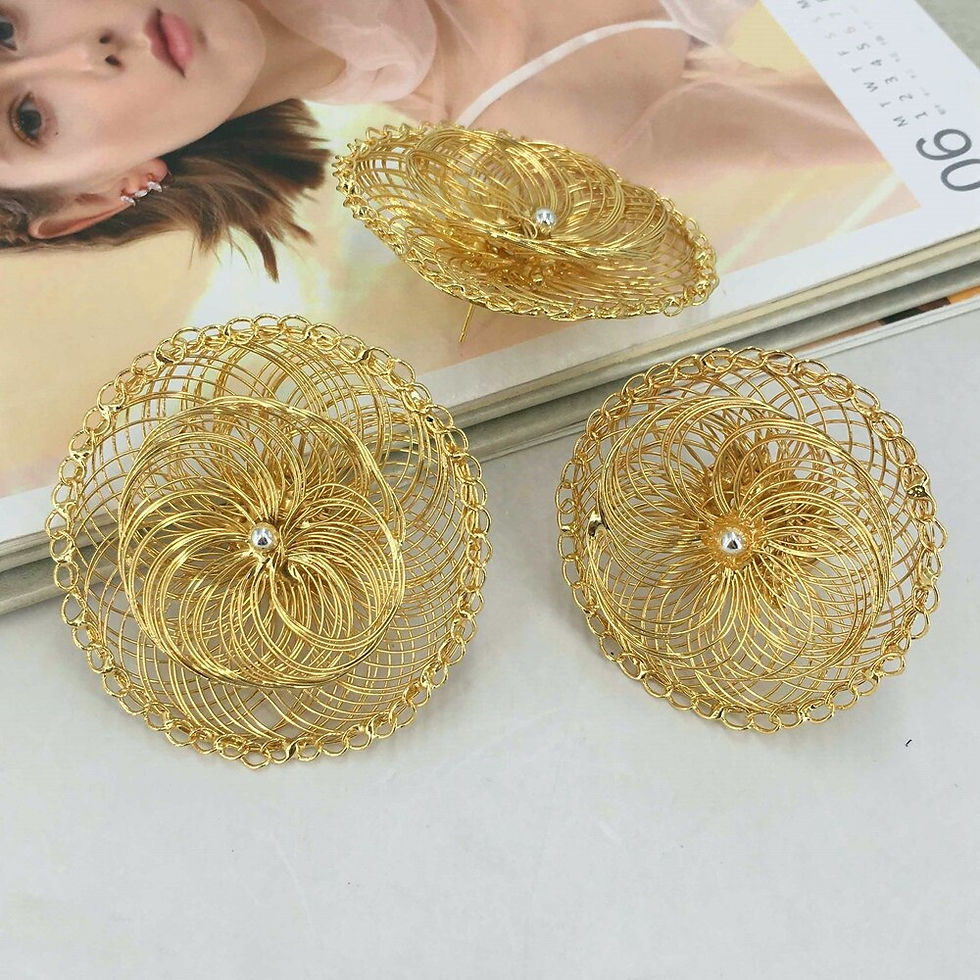 Thumbnail: Brazilian Huge Flower Necklace Fine Luxury Quality African Bride Jewelry Set Fo