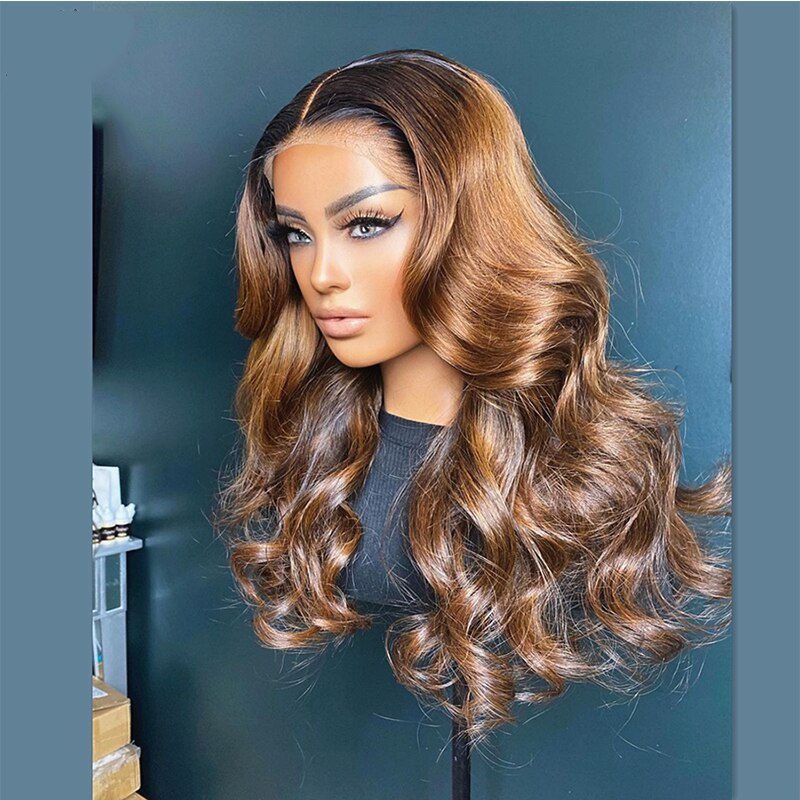 Thumbnail: Ombre Brown 23A Grade European Jewish Wig Short Bob Body Wave 13x4 Lace Front W