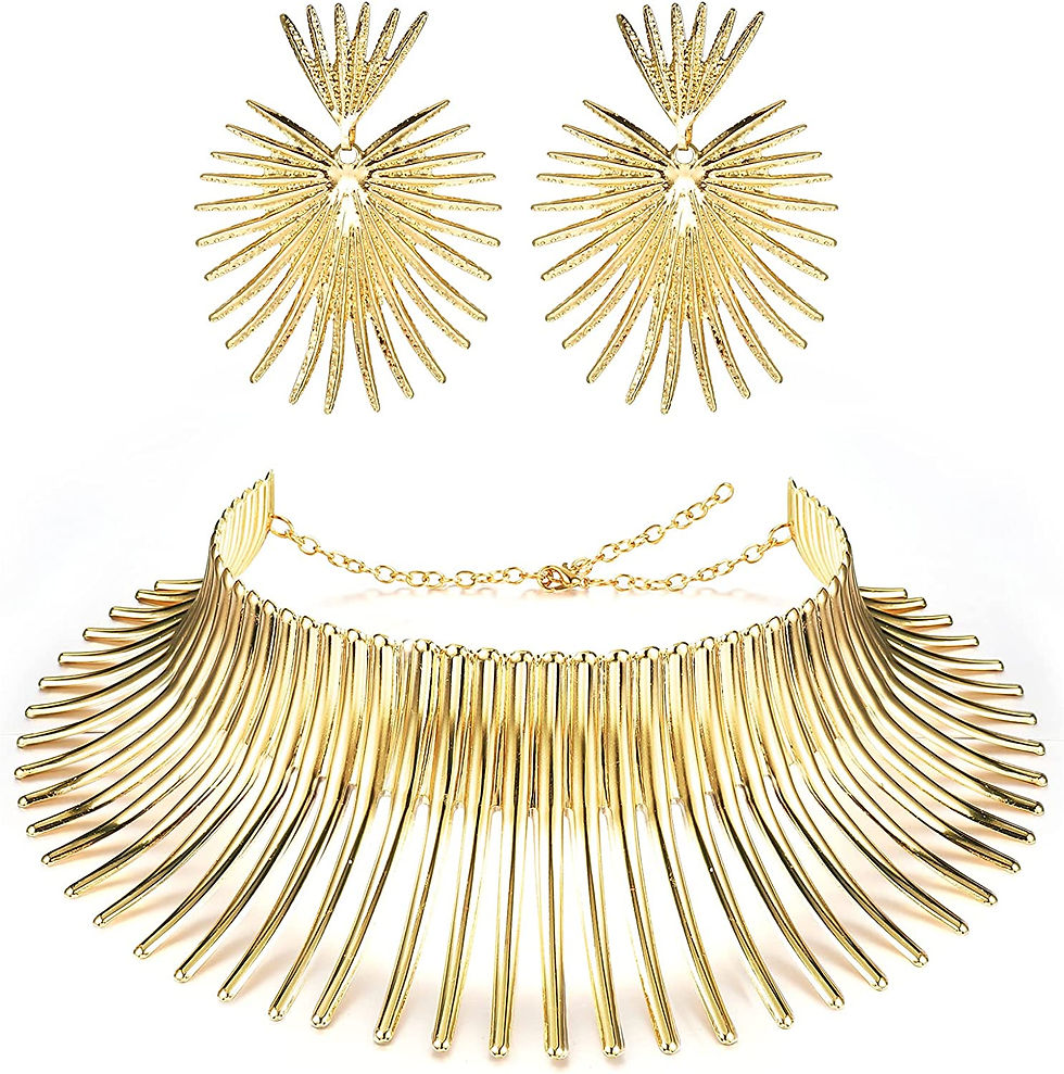 Thumbnail: Designer Jewelry Exaggerated African Jewelry Gold Color Big Choker Necklace Ear