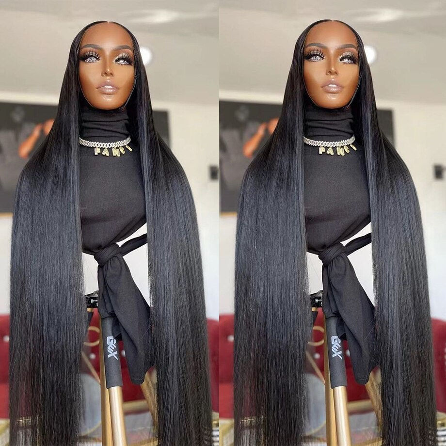 Transparent Lace Front Human Hair Wigs Brazilian Bone Straight 13x4 Lace Fronta