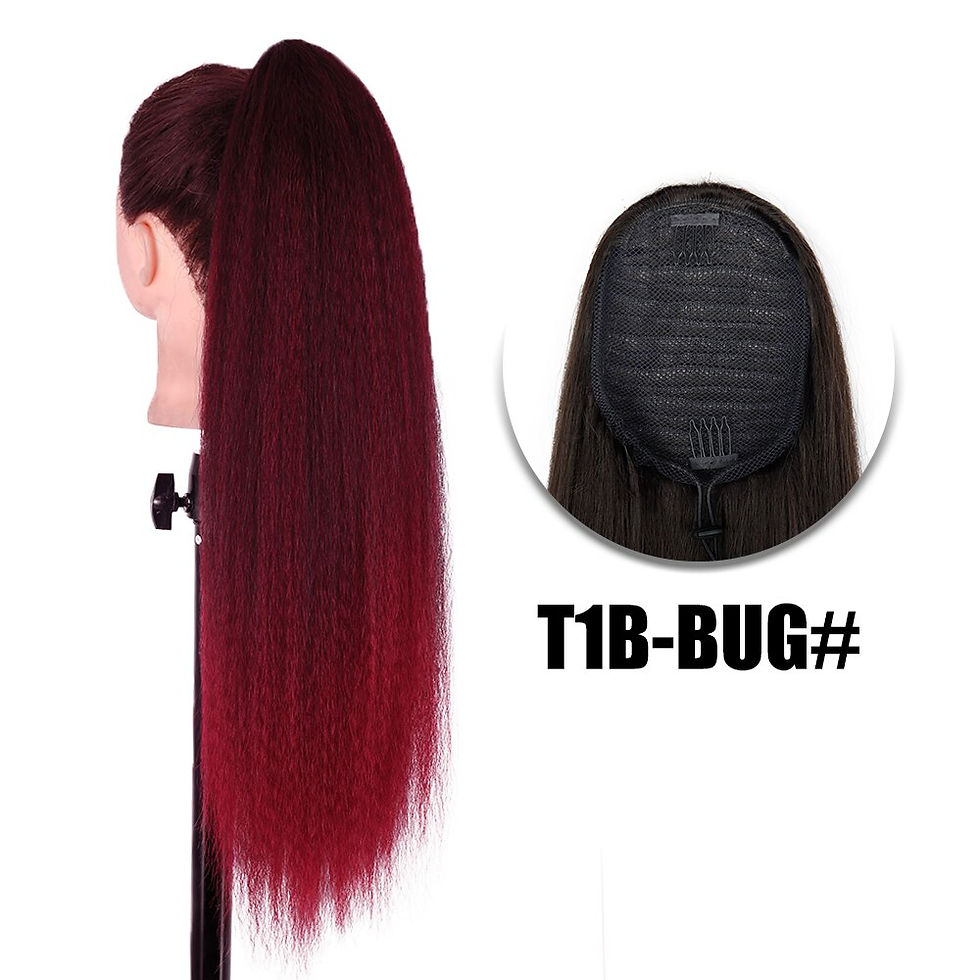Thumbnail: Synthetic Yaki Straight Drawstring Ponytail Hair Extensions With 2 Plastic Comb