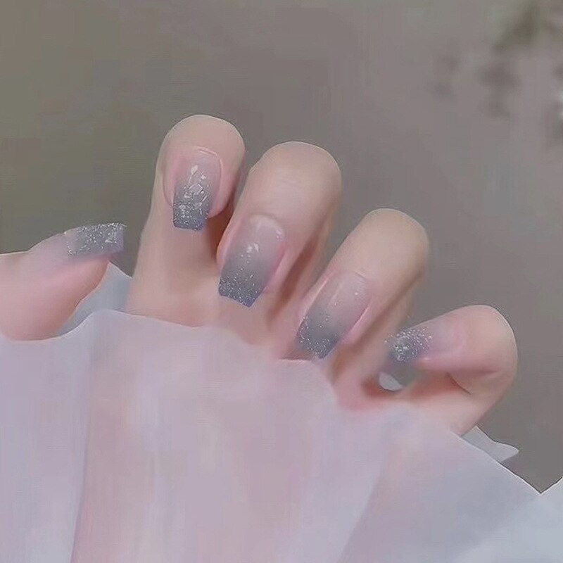 Thumbnail: 24pcs Cute Y2k Fake Nails Short False Nails French Full Cover Fake Nails Reusab