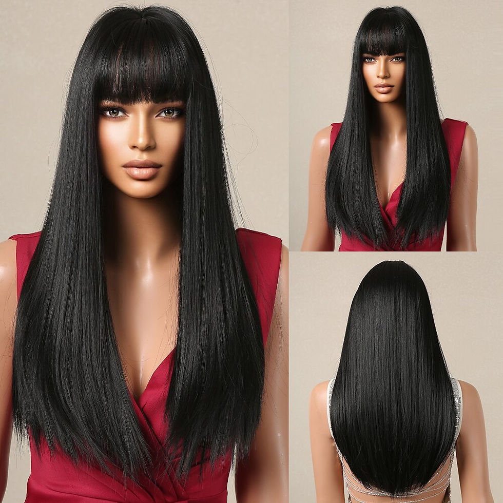 Black Hair Long Straight Wigs for Women Natural Hair Synthetic Wigs Daily Cospl