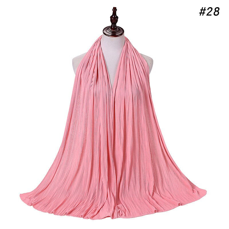 Thumbnail: Plain Jersey Wrinkle Hijab Scarf Cotton Polyester Wrap Elasticity Shawls Crinkl
