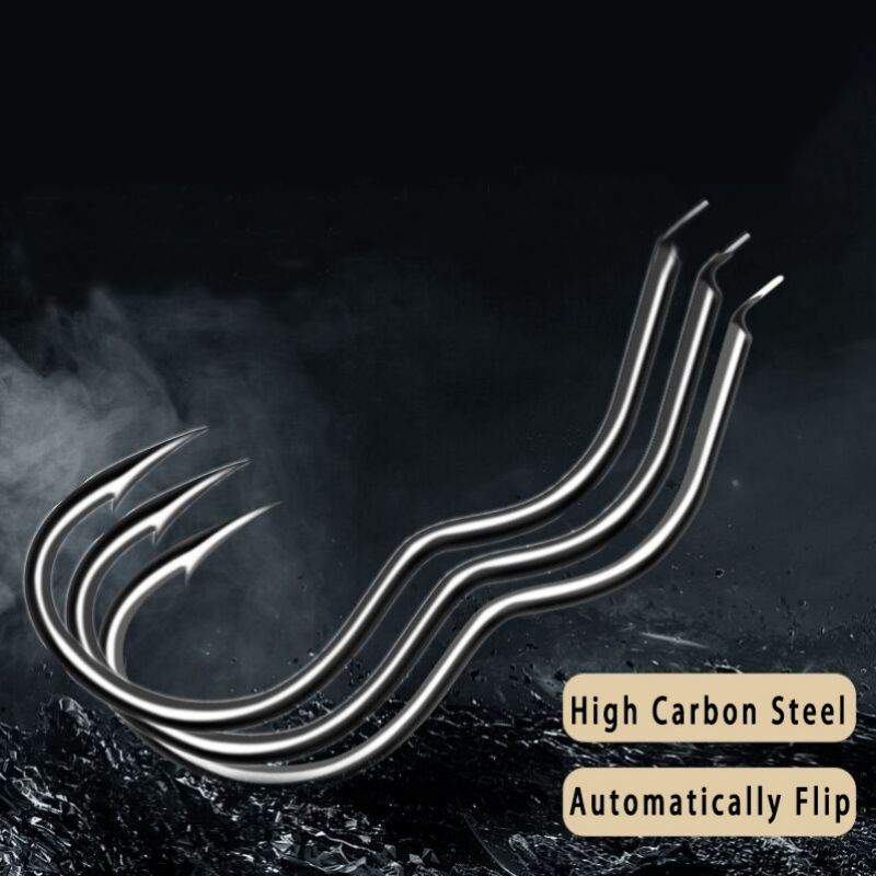 Thumbnail: New 12Pcs/Pack High Carbon Steel Fishing Hooks Automatic Flip Sharp Barbed Fish