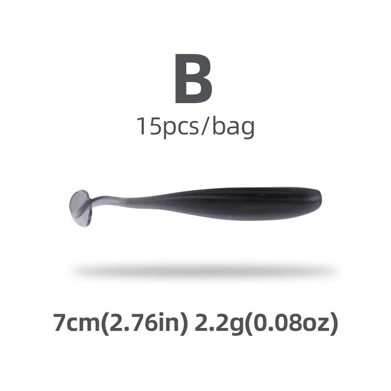 Thumbnail: HANDING PVC Material 5/7/9cm 15Pcs T-Tail Grub Worm Baits Fish Tackle Accessory