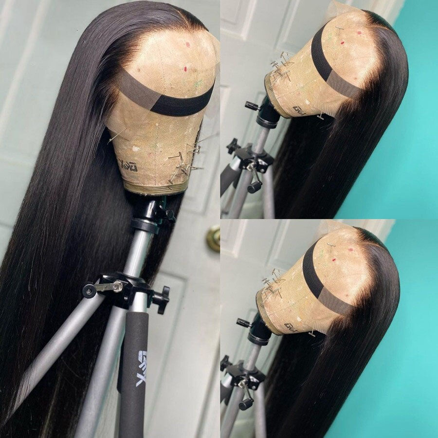 Thumbnail: Natural Black Preplucked Soft 180Density 26Inch Long Silky Straight Lace Front 