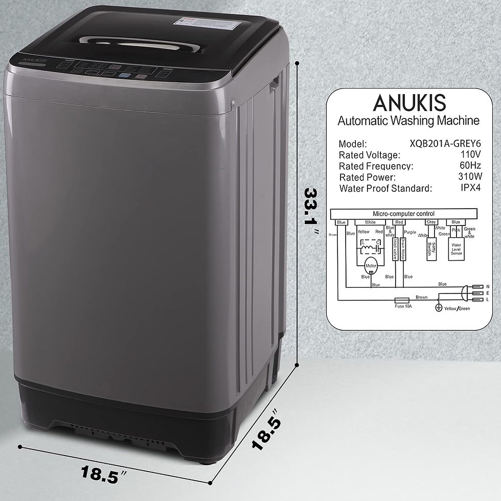 Thumbnail: Anukis Fully Automatic Portable Washing Machine, 13 lbs Capacity Compact Laundr
