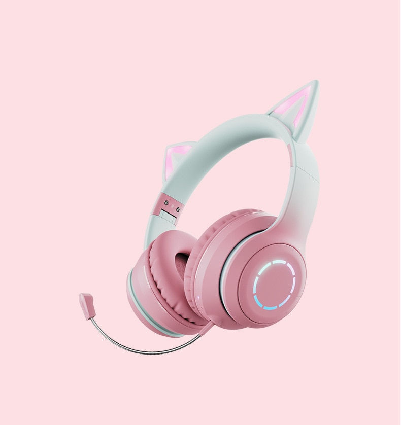 Thumbnail: New cat ear gaming headphones wireless/wired with Bluetooth 5.1 detachable micr