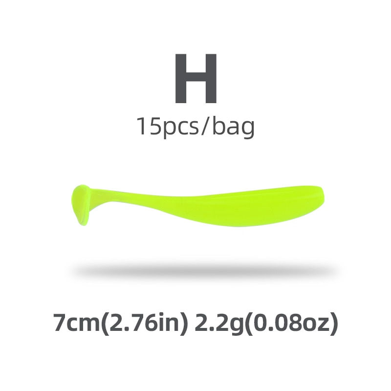 Thumbnail: HANDING PVC Material 5/7/9cm 15Pcs T-Tail Grub Worm Baits Fish Tackle Accessory
