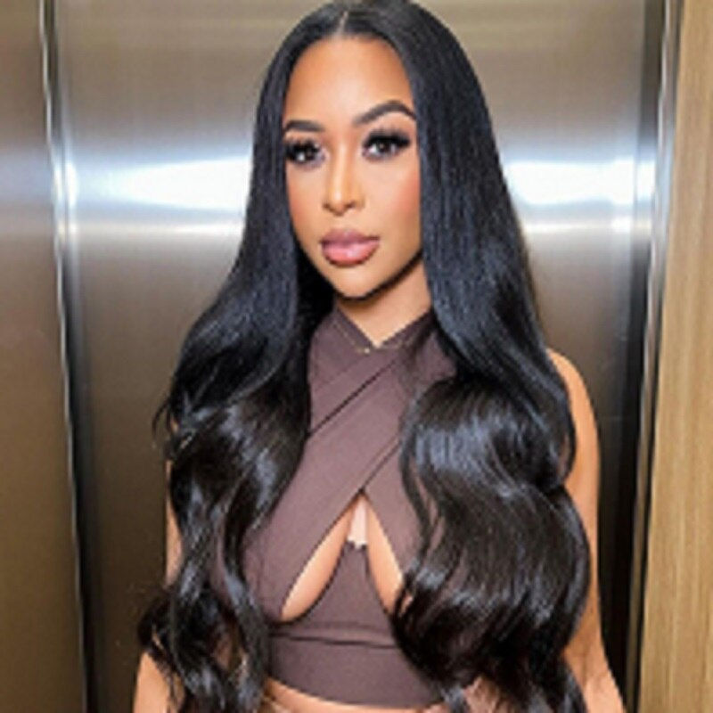 Thumbnail: Natural Black Soft Long 24 inch Body Wave U Part Wig European Remy Human Hair W