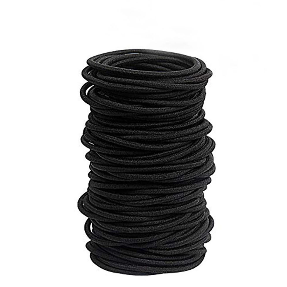 Thumbnail: 30/50/100pcs Hair Tie Girls with Black Hair Tie High Elastic Rubber Band for Wo