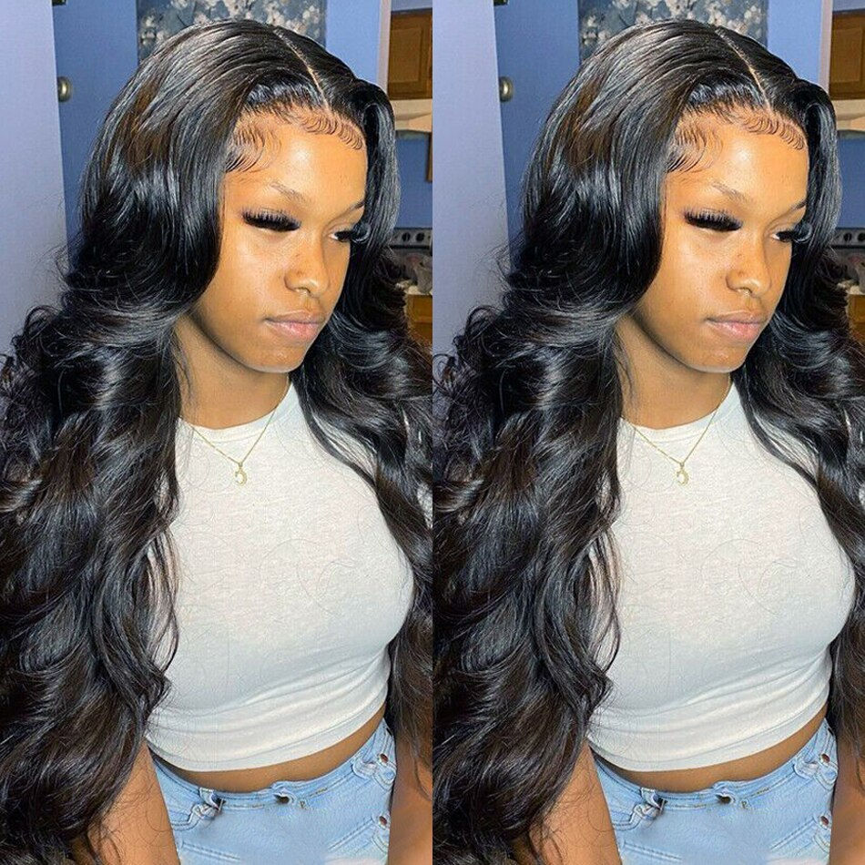Thumbnail: Luvin 30 40 Inch 13X6 Transparent Body Wave Lace Front Human Hair Wig Brazilian