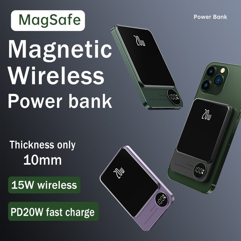 Thumbnail: 10000mAh Magnetic Power Bank PD20W Magsafing Fast Charging External Battery For
