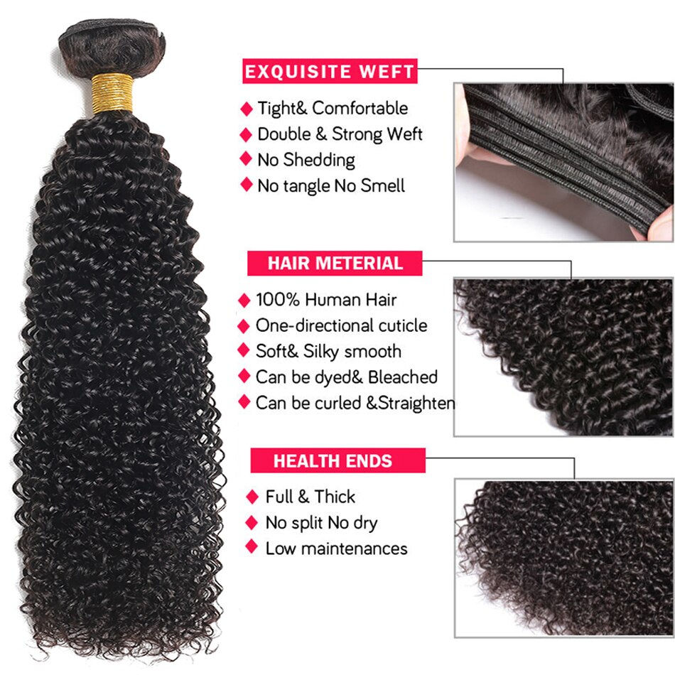 Thumbnail: Afro Kinky Curly 3 Bundles With Frontal Closure With Bundles Mongolian Kinky Cu