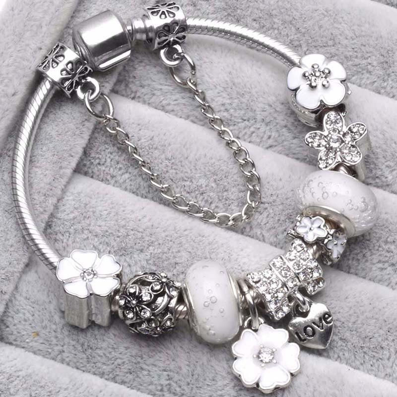 Thumbnail: 2022 Classic Style Beads Charm Bracelets with Snake Chain Glass Beads Bracelet 
