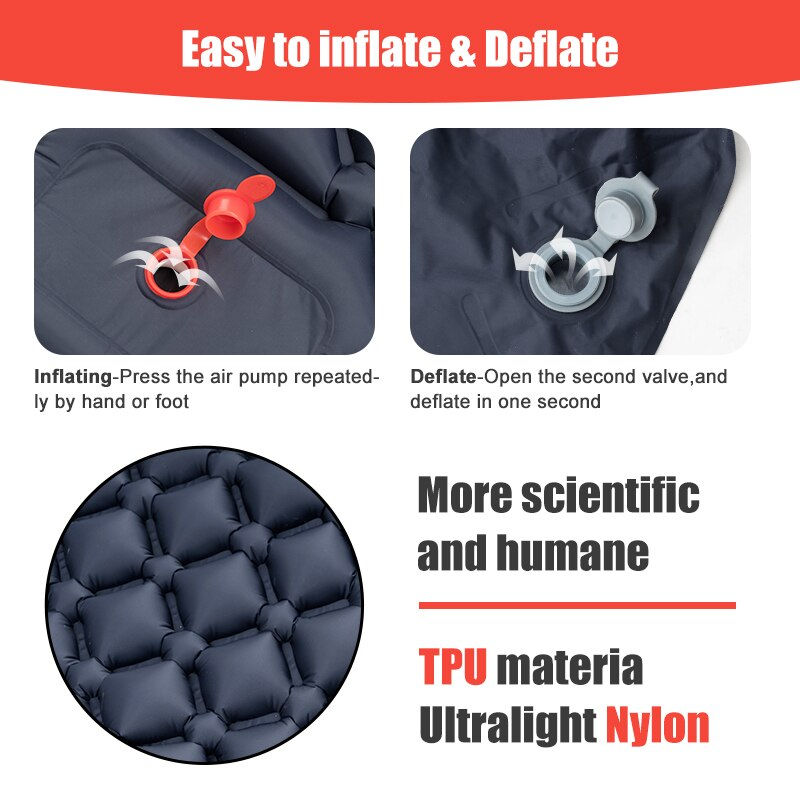Thumbnail: Outdoor Camping Inflatable Mattress Sleeping Pad With Pillows Ultralight Air Ma