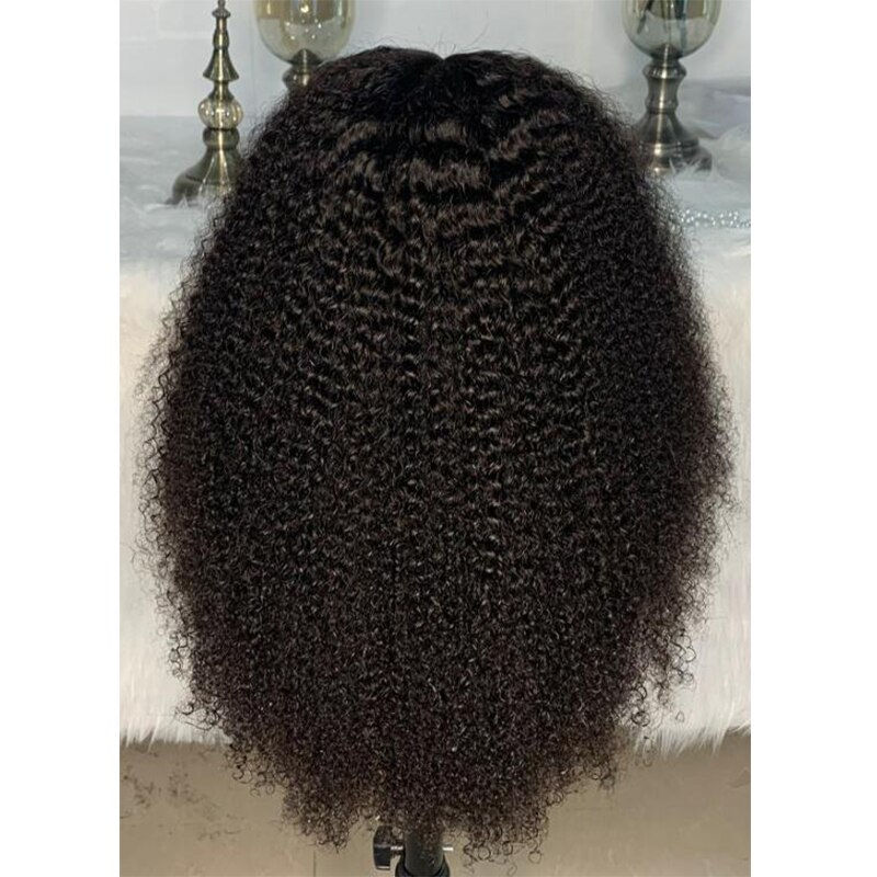 Thumbnail: Soft Natural Black 180%Density 26Inch Long Kinky Curly Preplucked Lace Front Wi