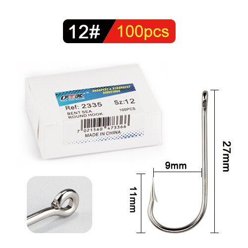 Thumbnail: FTK 10#-20# 100Pcs/Box Round Nickel Big Ringed Sea Hook BENT SEA Hooks From Nor