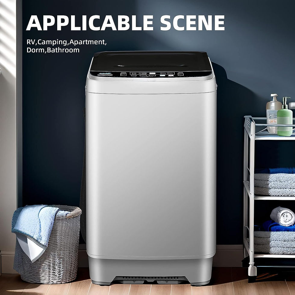 Thumbnail: Qhou Washing Machine, 15.6lbs Small Washing Machine, with Drain Pump, LED Displ
