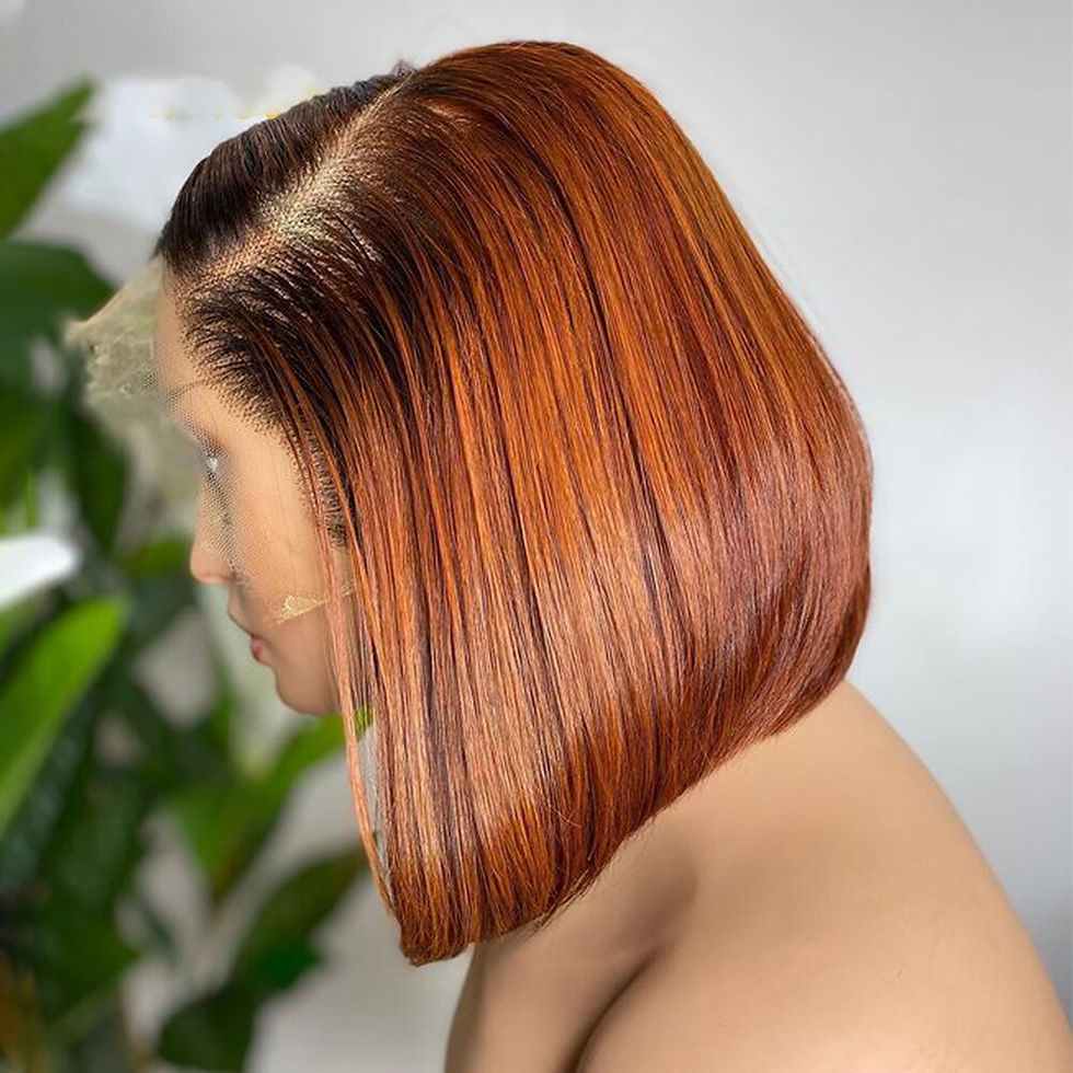 Thumbnail: Soft 180Density Natural Ombre Orange Short Bob Preplucked Silky Straight Deep L