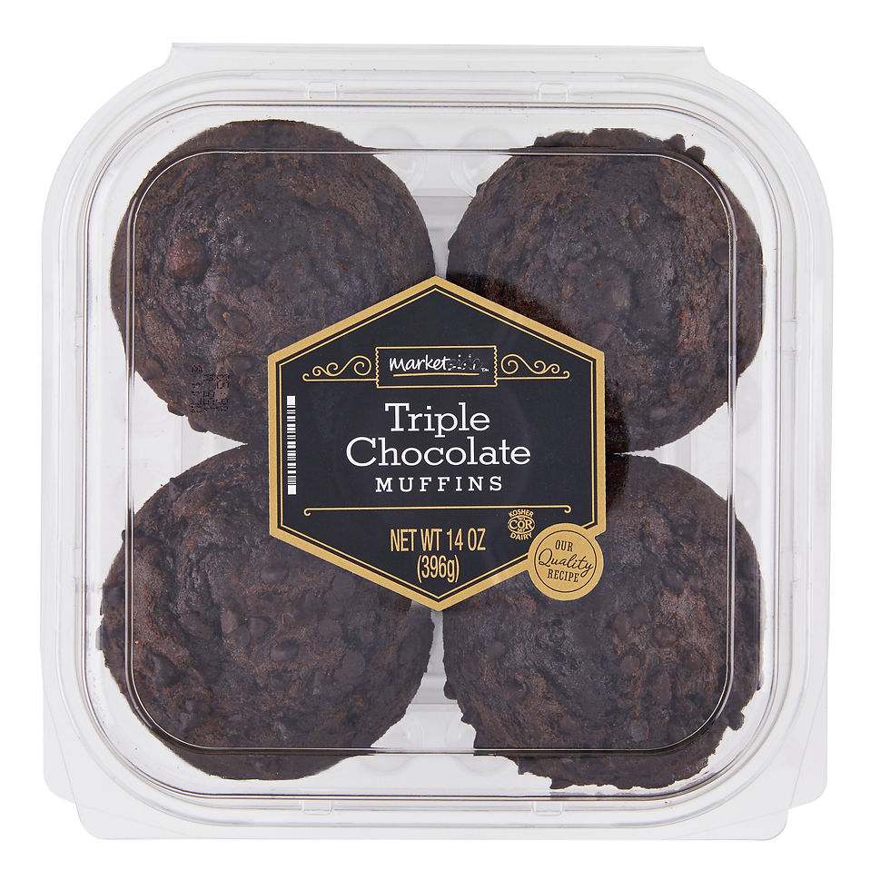 Thumbnail: WISHALIVE FRESH Triple Chocolate Muffins, 14 oz, 4 Count