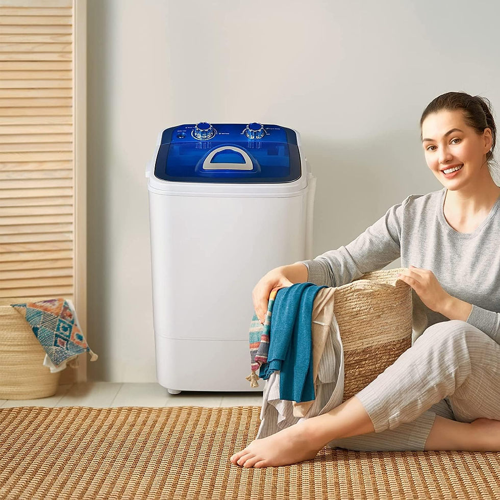 Thumbnail: MamaHome DF-X4608-Blue Washing Machine Small Semi-Automatic Compact Washer Spin