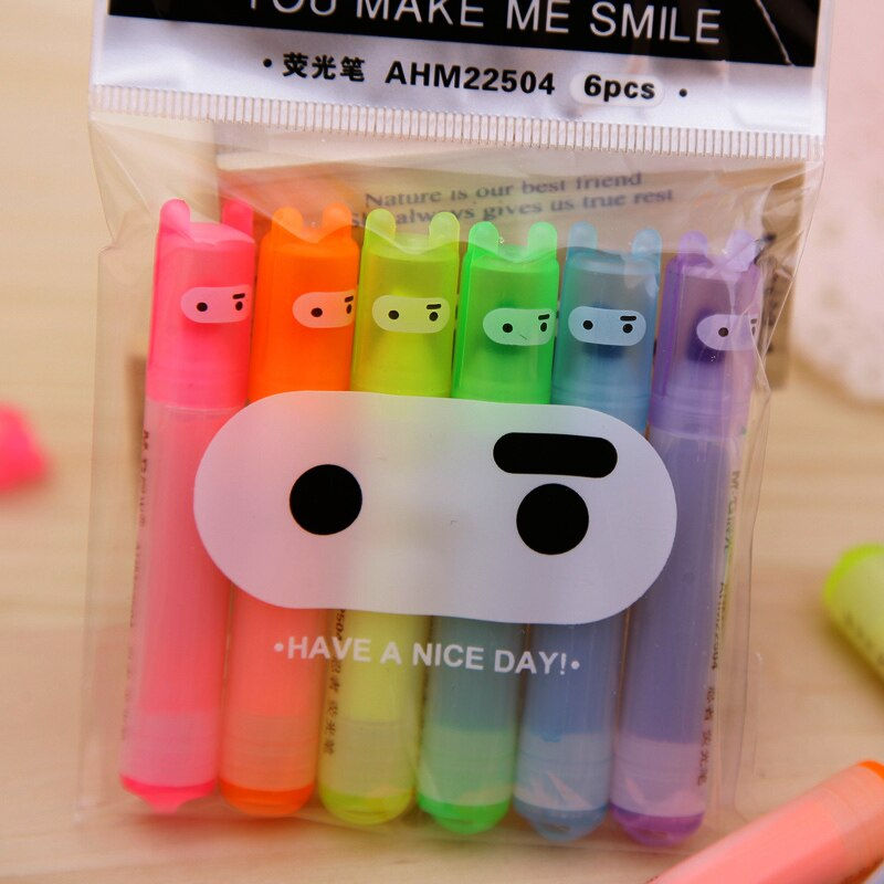 Thumbnail: 6PCS/Set Rabbit Mini Fluorescent Highlighter Pen Kawaii Chalk Marker Pens  Stat