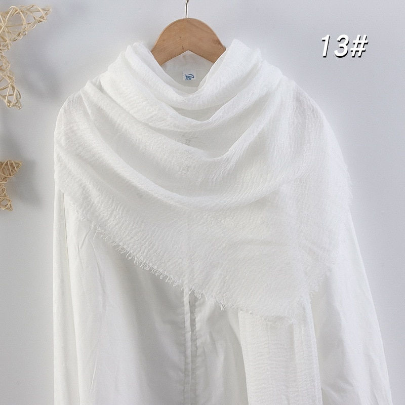 Thumbnail: 90x180cm Solid Colors Cotton Linen Large Scarf Black White Beige Red Blue Pink 