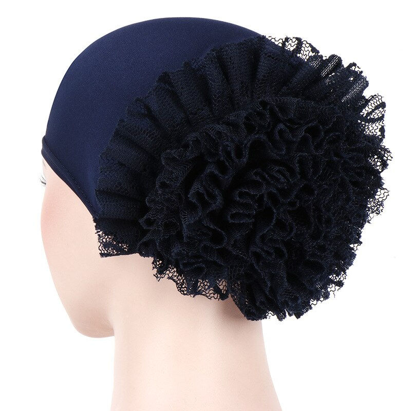 Thumbnail: JTVOVO 2022 New Pure Color Milk Silk Pan Flower Hat Muslim Stretch Toe Cap Duba