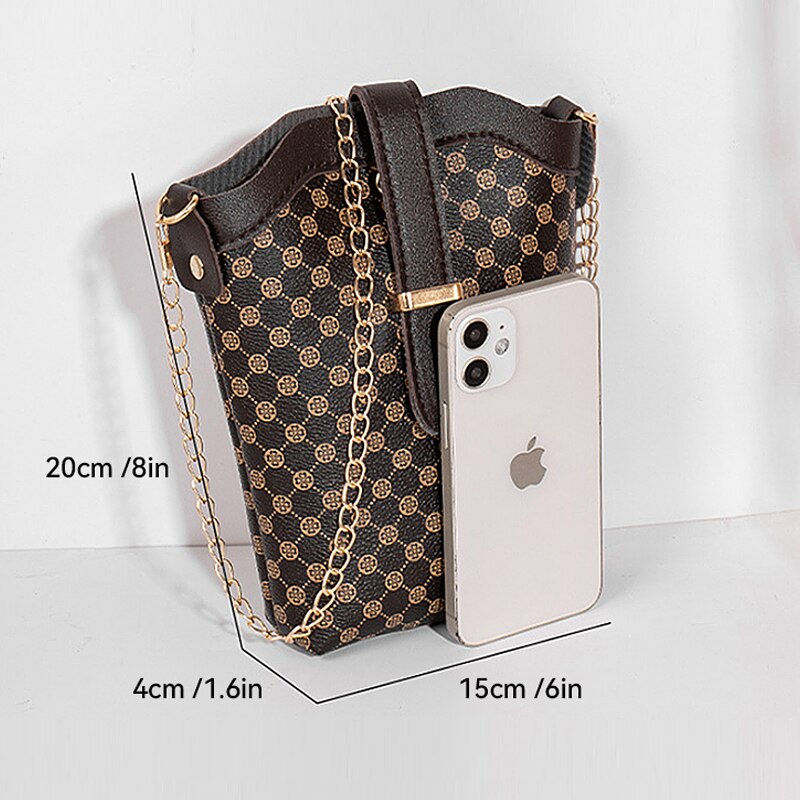 Thumbnail: 2023 New Brown Plaid Fashion Niche Casual One Shoulder Oblique Mini Small Bag T
